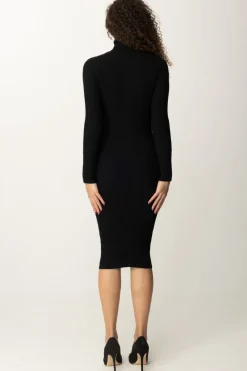 Elisabetta Franchi Abito Midi In Maglia con Collo Alto e Cut-outNERO