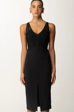 Elisabetta Franchi Abito Midi con Top Bustier In TulleNERO