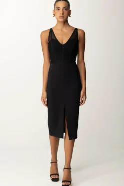 Elisabetta Franchi Abito Midi con Top Bustier In TulleNERO