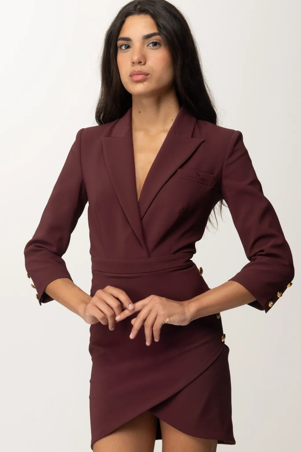 Elisabetta Franchi Abito Robe-manteau con Bottoni Al FiancoROUGE NOIR