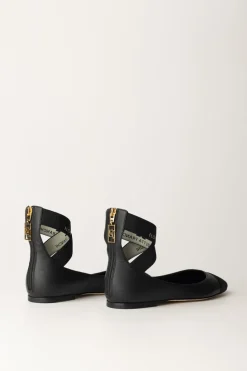 Elisabetta Franchi Ballerina In Nappa con Elastici JacquardNERO/NERO