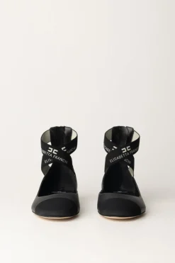 Elisabetta Franchi Ballerina In Nappa con Elastici JacquardNERO/NERO