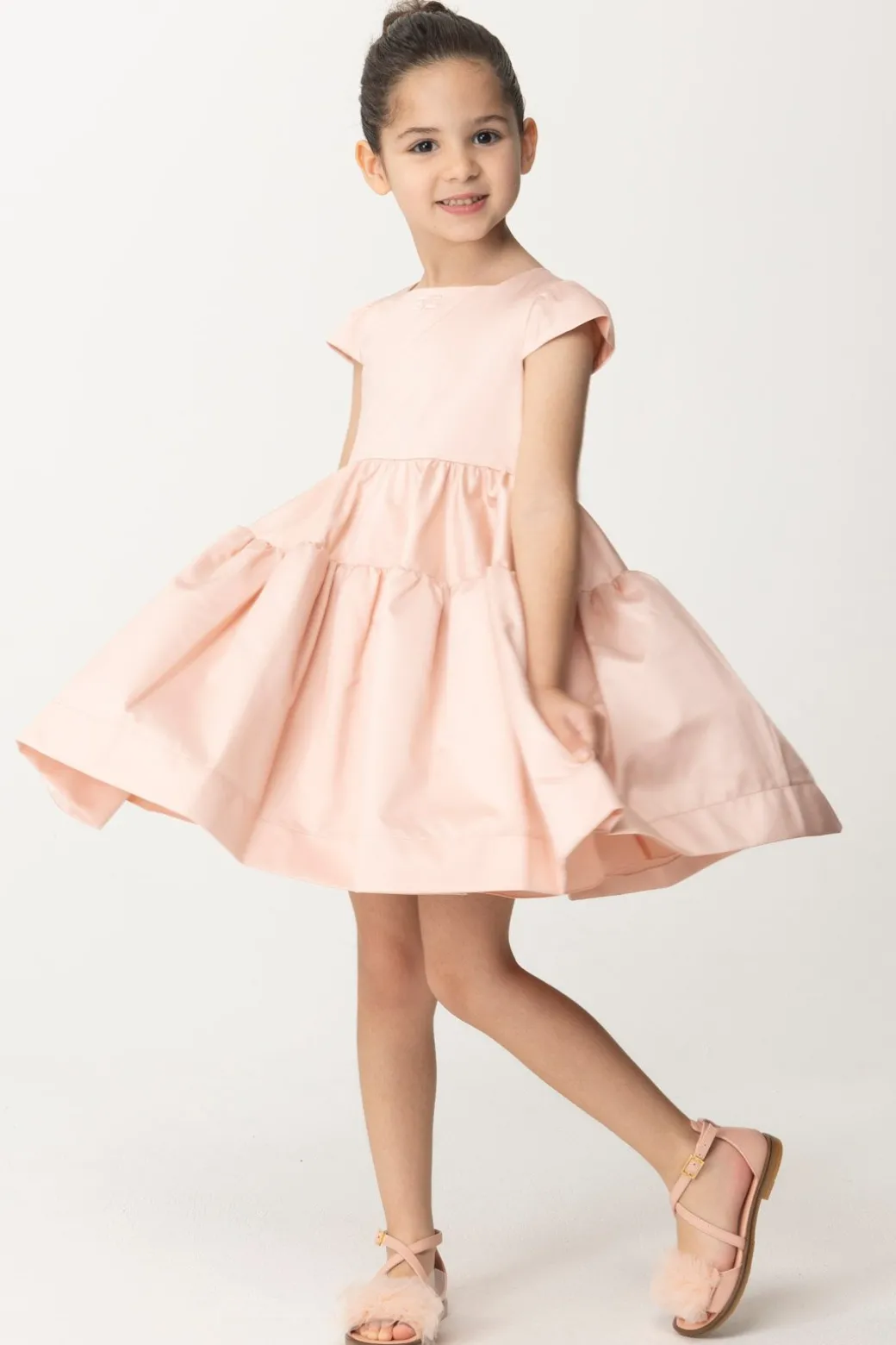 Elisabetta Franchi Bambina Abito con Gonna AmpiaDESERT ROSES