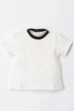 Elisabetta Franchi Bambina T-shirt con Colletto a Contrasto e LogoBLACK/IVORY