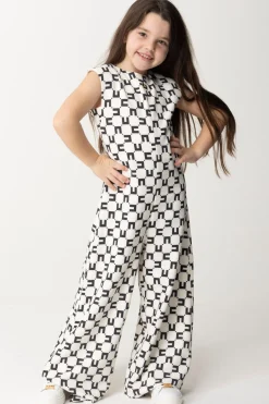 Elisabetta Franchi Bambina Tuta con Logo All-overBUTTER/BLACK