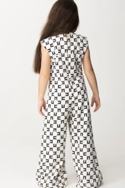 Elisabetta Franchi Bambina Tuta con Logo All-overBUTTER/BLACK