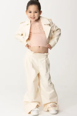 Elisabetta Franchi Bambina Giacca Crop In Canvas con Etichetta LogoBUTTER