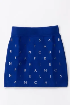 Elisabetta Franchi Bambina Gonna con Loghi In StrassINDIGO BLUE/CRYSTAL