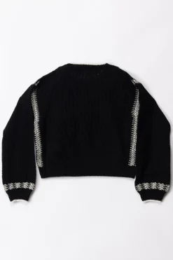 Elisabetta Franchi Bambina Maglia con Dettagli a ContrastoBLACK/BUTTER/CEDAR