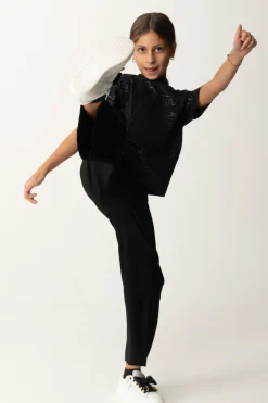 Elisabetta Franchi Bambina T-shirt con Stampa Lettering All-overNERO