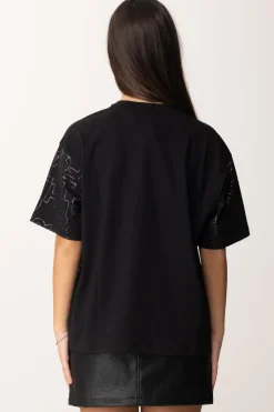 Elisabetta Franchi Bambina T-shirt con Stampa Lettering All-overNERO