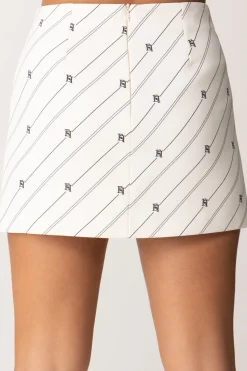 Elisabetta Franchi Bambina Minigonna In Crepe con Stampa RigheBURRO/NERO