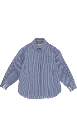 Elisabetta Franchi Bambina Camicia In Popeline con Stampa RigheBIANCO/AZZURRO