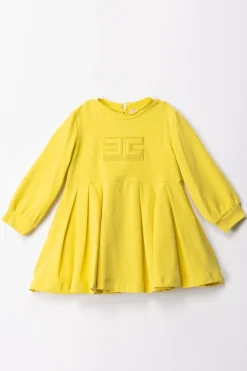 Elisabetta Franchi Bambina Abito Gonna a Pieghe e Logo EmbossedCEDAR