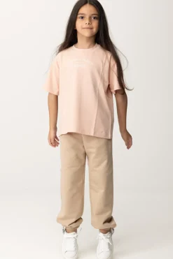 Elisabetta Franchi Bambina T-shirt Over con Stampa LogoDESERT ROSES/IVORY