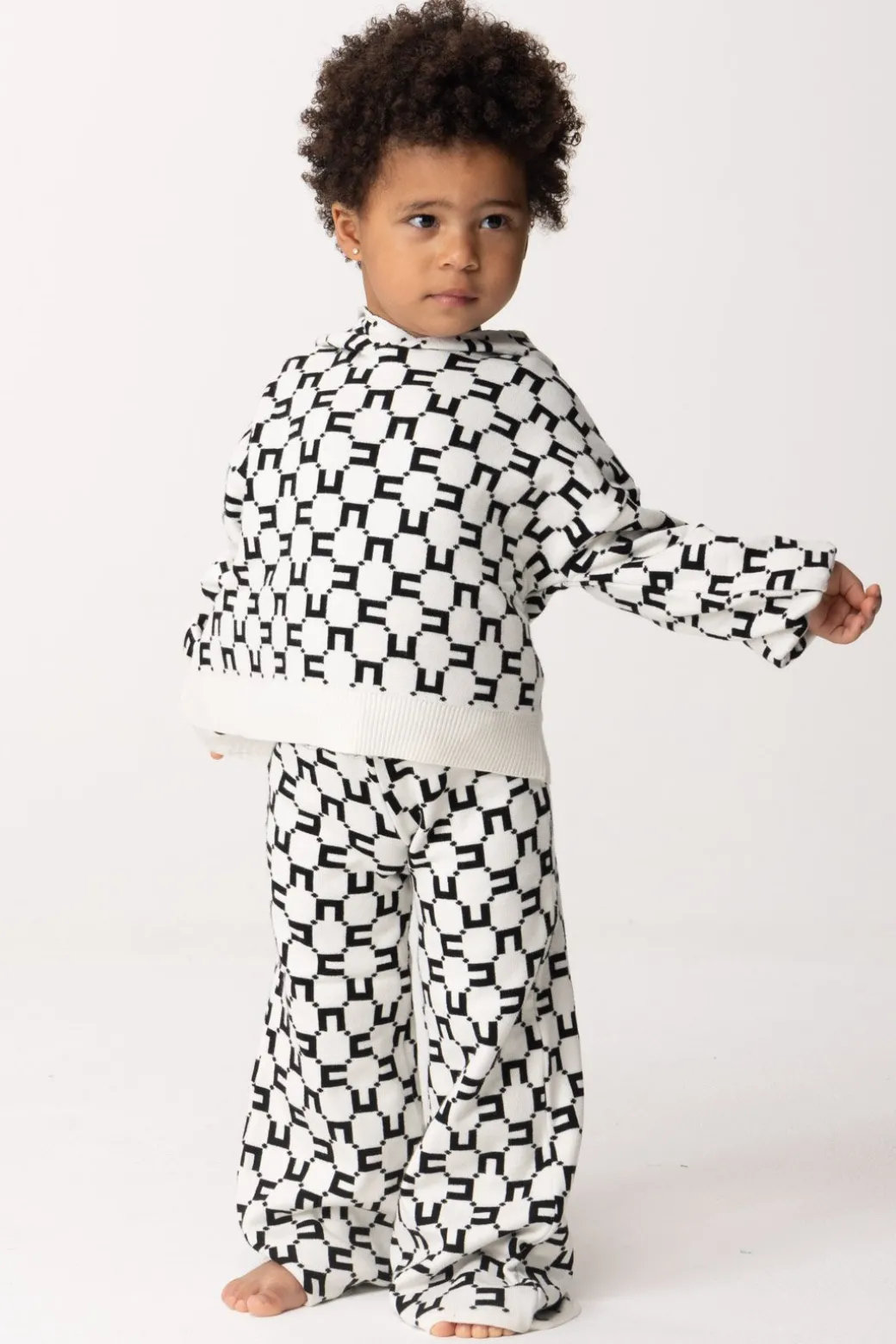 Elisabetta Franchi Bambina Felpa con Cappuccio e Stampa Logo CubicoBUTTER/BLACK