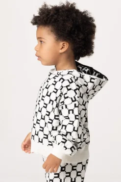Elisabetta Franchi Bambina Felpa con Cappuccio e Stampa Logo CubicoBUTTER/BLACK