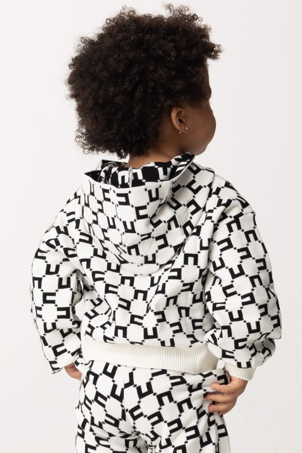Elisabetta Franchi Bambina Felpa con Cappuccio e Stampa Logo CubicoBUTTER/BLACK