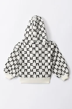 Elisabetta Franchi Bambina Felpa con Cappuccio e Stampa Logo CubicoBUTTER/BLACK