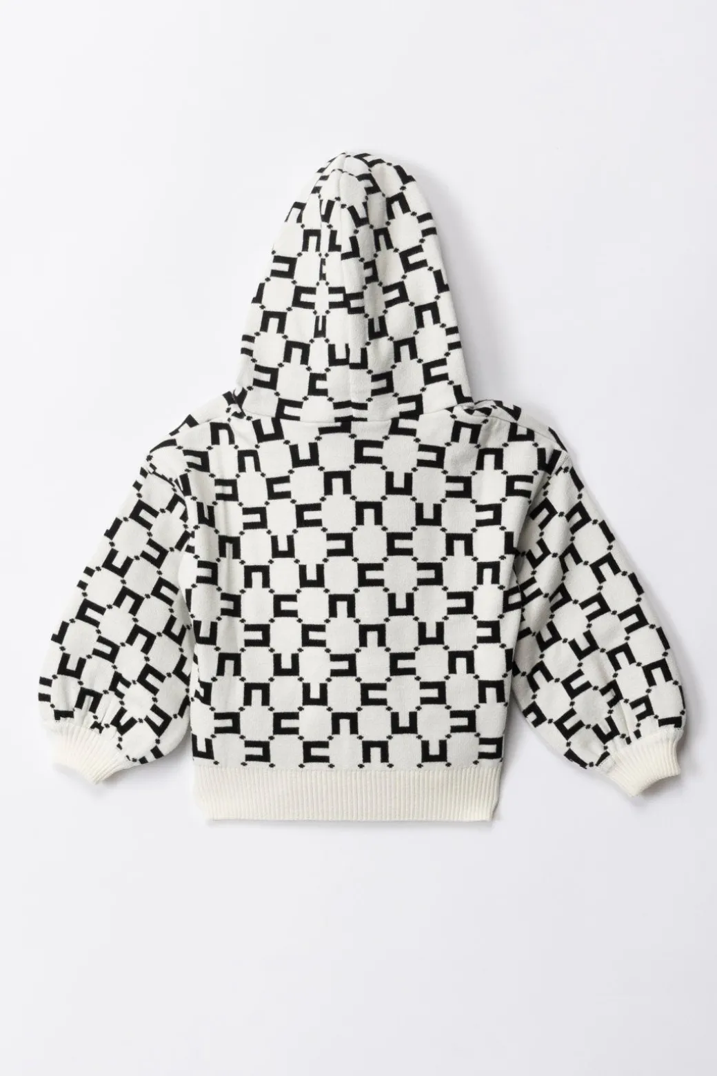 Elisabetta Franchi Bambina Felpa con Cappuccio e Stampa Logo CubicoBUTTER/BLACK