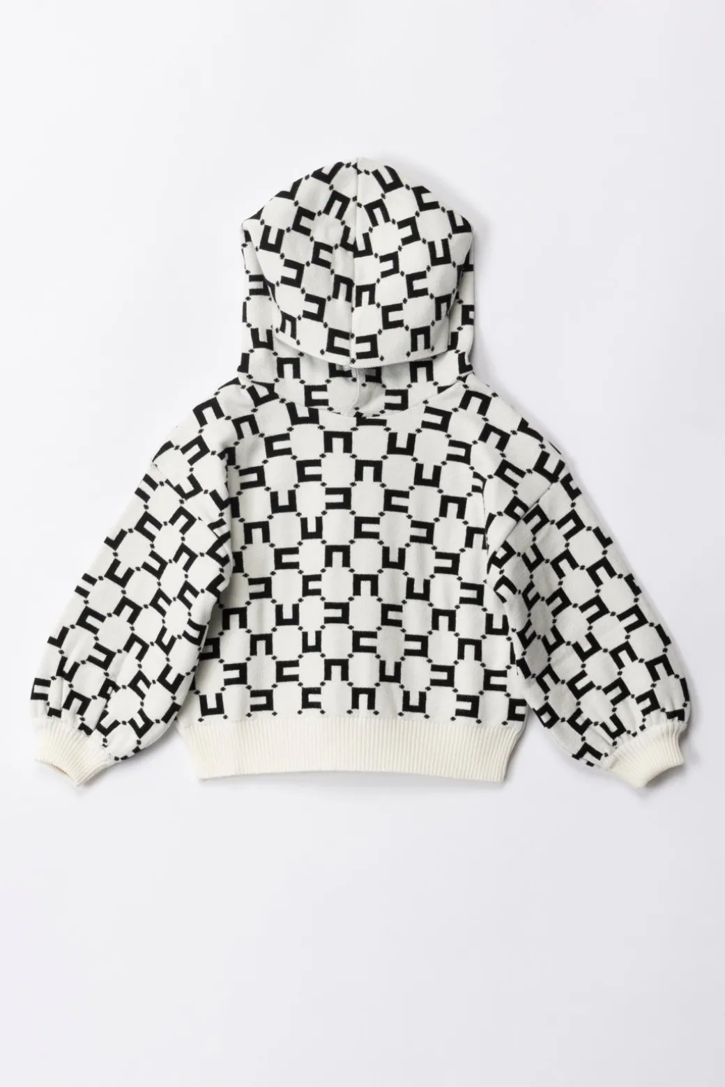 Elisabetta Franchi Bambina Felpa con Cappuccio e Stampa Logo CubicoBUTTER/BLACK
