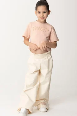 Elisabetta Franchi Bambina T-shirt con Ricamo Lettering e CharmDESERT ROSES