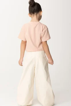 Elisabetta Franchi Bambina T-shirt con Ricamo Lettering e CharmDESERT ROSES