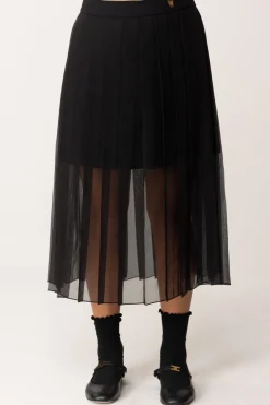 Elisabetta Franchi Bambina Gonna Plissé con Scudetto LogoNERO