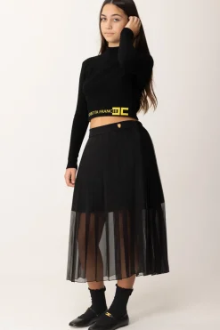 Elisabetta Franchi Bambina Gonna Plissé con Scudetto LogoNERO
