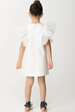 Elisabetta Franchi Bambina Abito con Maniche In TulleLIGHT CREAM