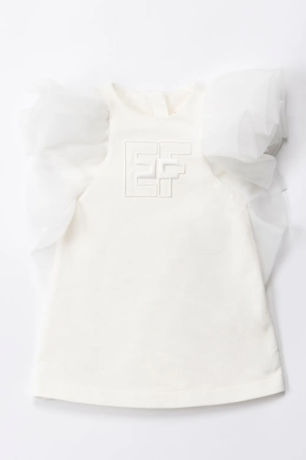 Elisabetta Franchi Bambina Abito con Maniche In TulleLIGHT CREAM