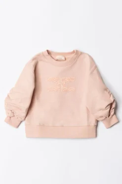 Elisabetta Franchi Bambina Felpa Over con Ricamo EtichettaDESERT ROSES PINK LABEL