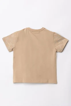 Elisabetta Franchi Bambina T-shirt con Pattern Logo In StrassSAND