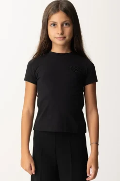 Elisabetta Franchi Bambina T-shirt con Ricamo Logo a FiloNERO
