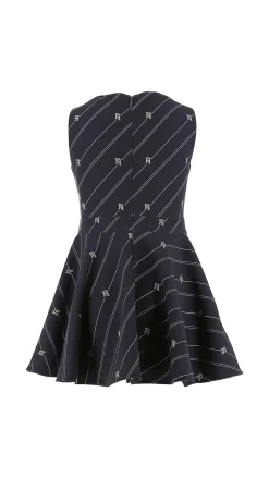 Elisabetta Franchi Bambina Abito Smanicato In Crepe con Stampa RigheNAVY/CREAM