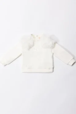 Elisabetta Franchi Bambina Felpa con Inserto In TulleLIGHT CREAM