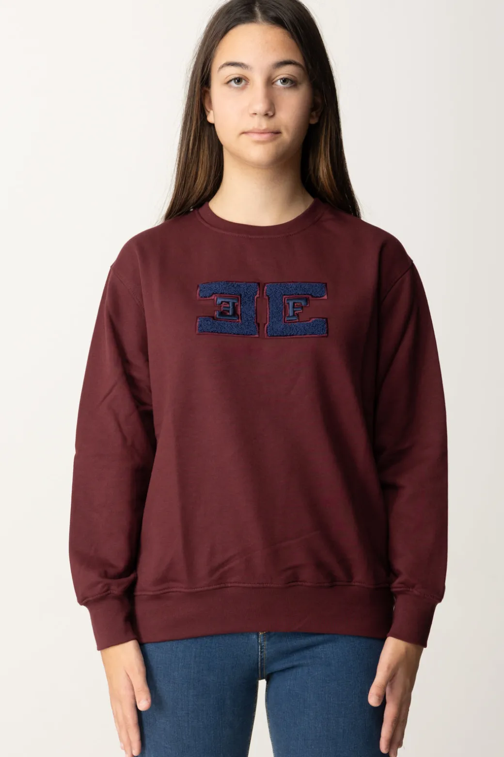 Elisabetta Franchi Bambina Felpa Over con Ricamo LogoROUGE NOIR / NAVY