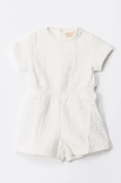 Elisabetta Franchi Bambina Pagliaccetto In Felpa con Logo EmbossedLIGHT CREAM
