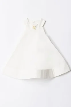 Elisabetta Franchi Bambina Abito Ampio con Ricamo LogoLIGHT CREAM