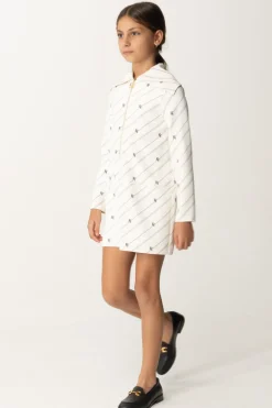 Elisabetta Franchi Bambina Abito In Crepe Stampa Righe e LoghiBURRO/NERO