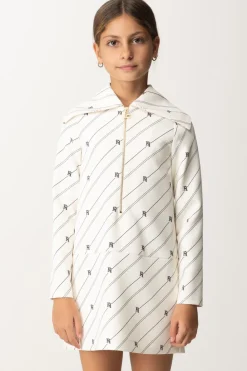 Elisabetta Franchi Bambina Abito In Crepe Stampa Righe e LoghiBURRO/NERO