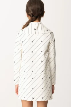 Elisabetta Franchi Bambina Abito In Crepe Stampa Righe e LoghiBURRO/NERO