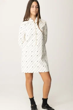 Elisabetta Franchi Bambina Abito In Crepe Stampa Righe e LoghiBURRO/NERO