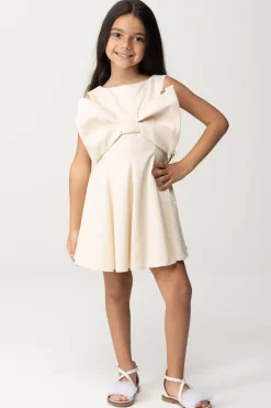 Elisabetta Franchi Bambina Abito In Raso con Maxi FioccoBUTTER