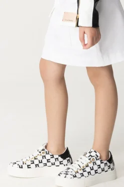 Elisabetta Franchi Bambina Sneakers con Logo All-overBUTTER/BLACK