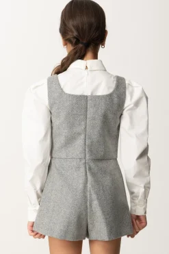 Elisabetta Franchi Bambina Tuta Corta In Lana con Inserto CamiciaAVORIO/STEEL