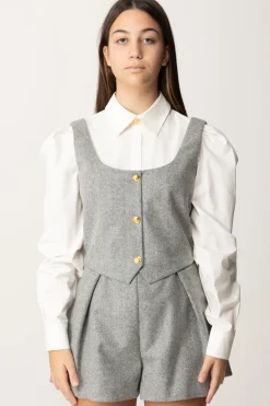 Elisabetta Franchi Bambina Tuta Corta In Lana con Inserto CamiciaAVORIO/STEEL