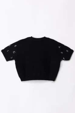 Elisabetta Franchi Bambina Maglia con Logo In StrassBLACK/CRYSTAL