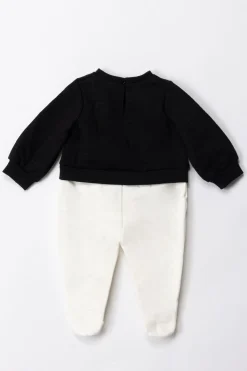 Elisabetta Franchi Bambina Tutina In Felpa con Logo EmbossedBLACK/IVORY