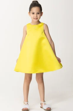 Elisabetta Franchi Bambina Abito Svasato In Duchesse con Placca LogoCEDAR